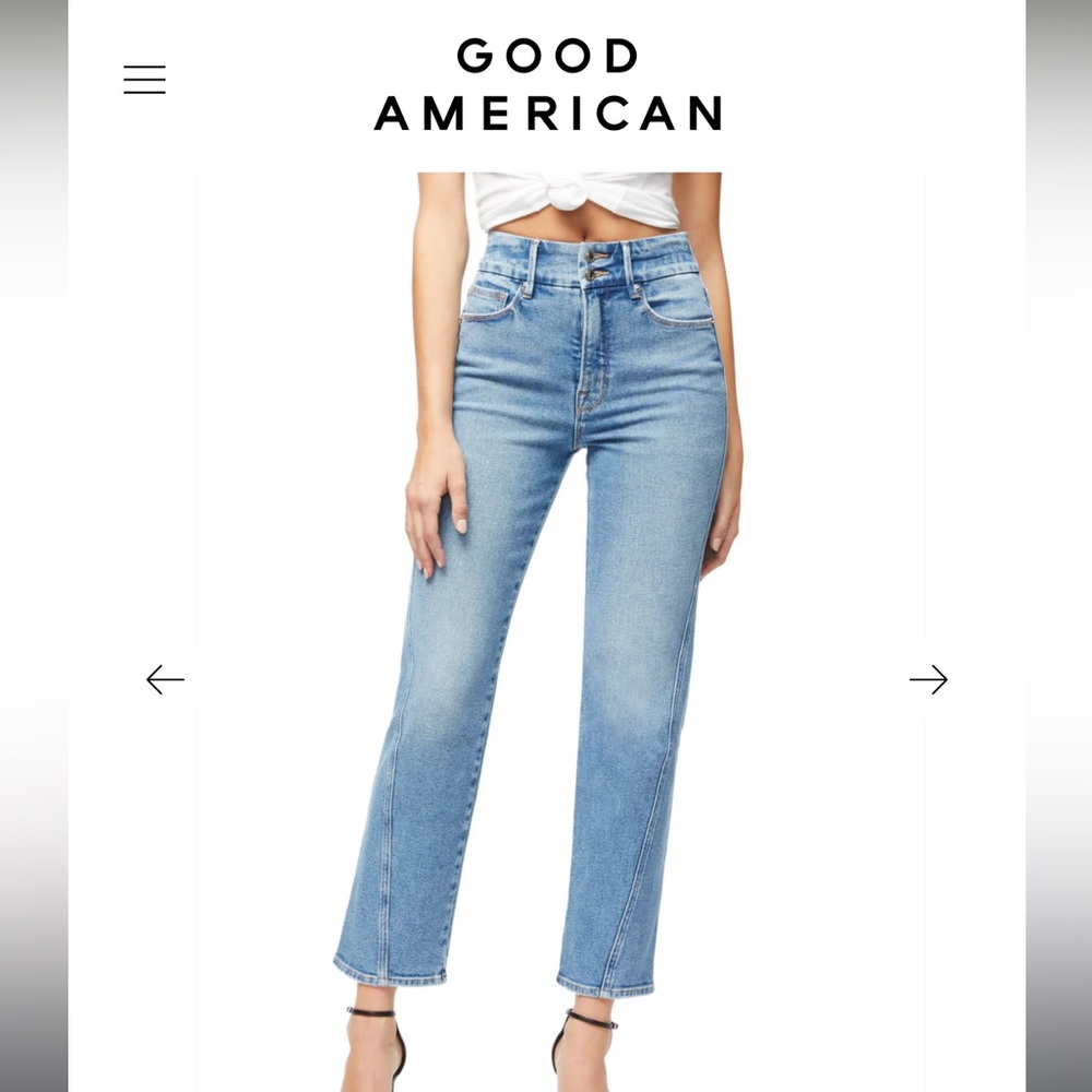 Good American Light Blue High-Rise Straight Jeans